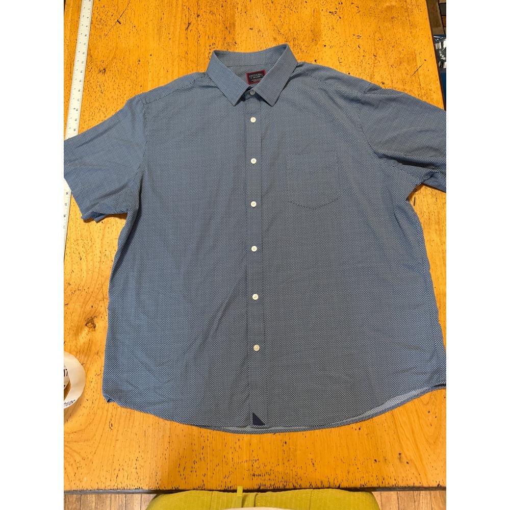 UNTUCKit Button Down XXL Blue White Micro Dot Short Sleeve Performance Shirt